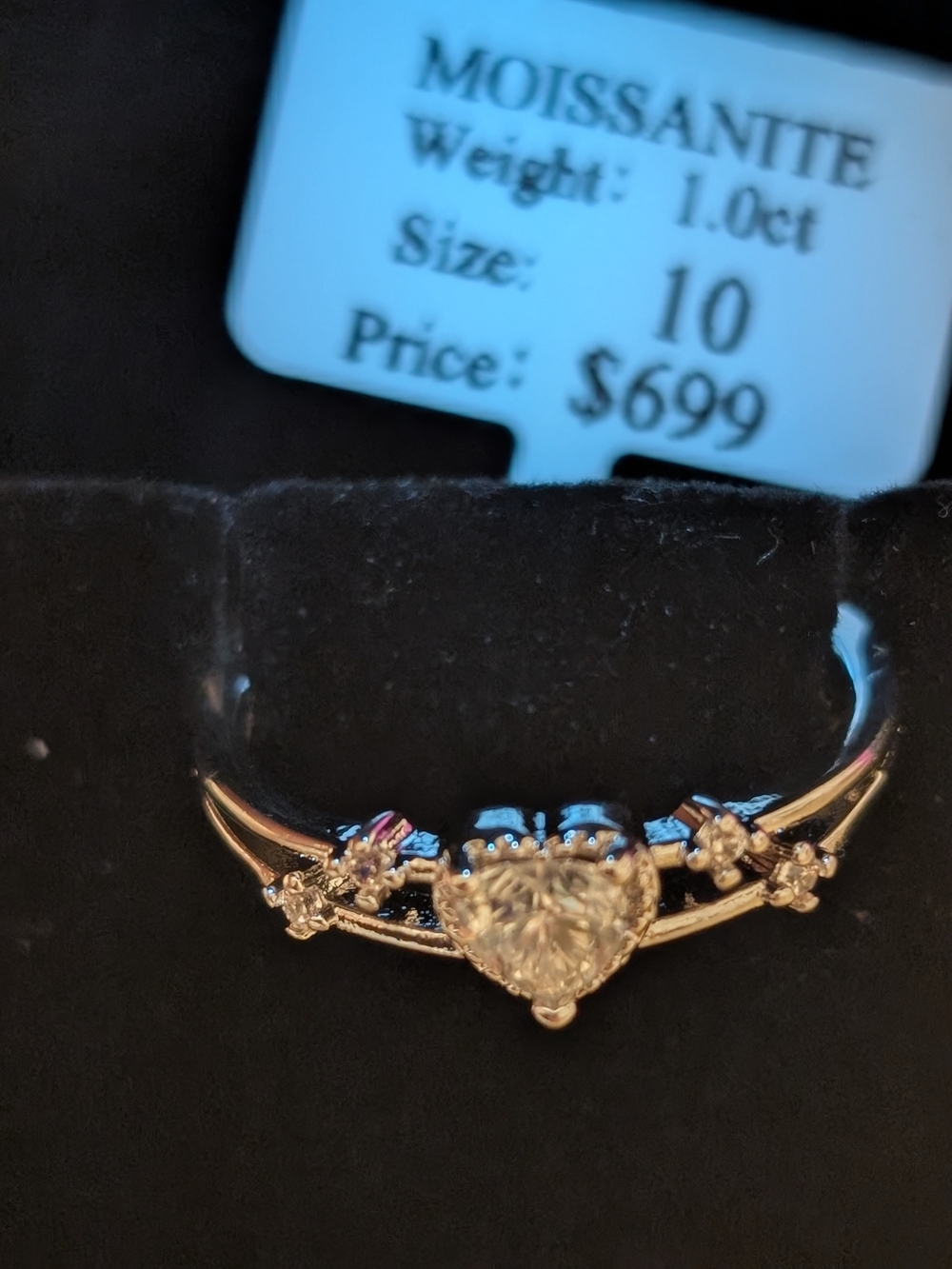 Heart Halo Moissanite Ring in Gold - Romantic Floral Accent